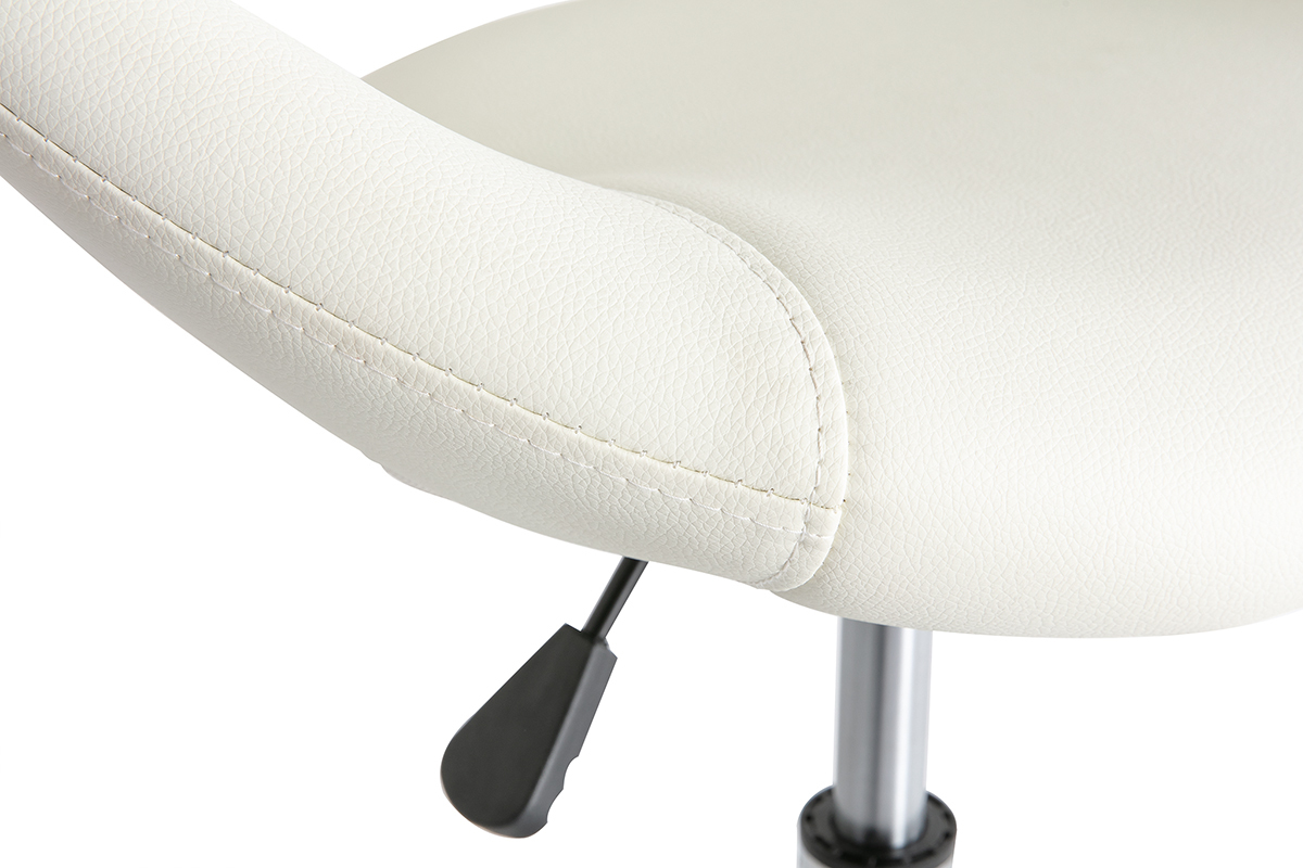 Chaise de bureau design blanc  roulettes PINTO