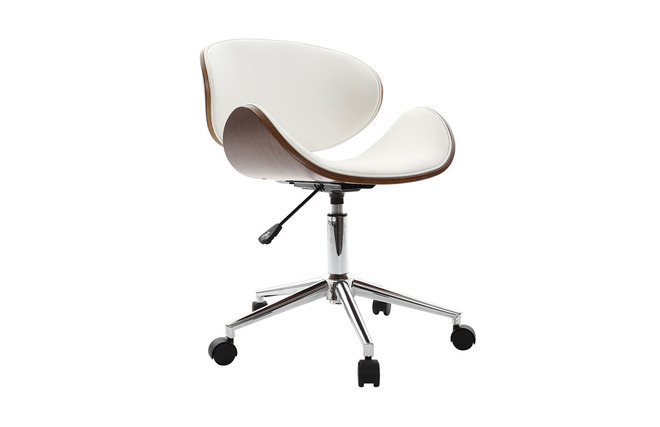 Chaise De Bureau Design Blanc Et Bois Fonce Walnut Miliboo