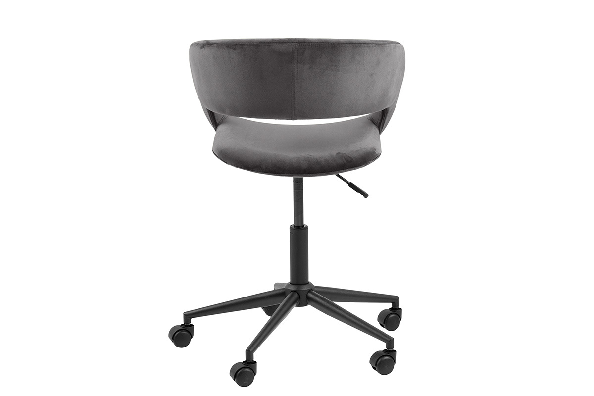 Chaise de bureau design en velours gris anthracite DRIFT