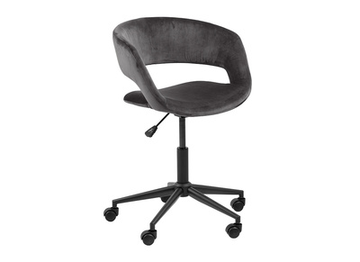 Chaise de bureau design en velours gris anthracite DRIFT