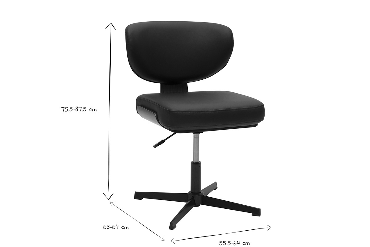 Chaise de bureau noire et bois fonc� noyer HANZ