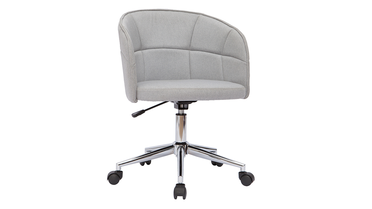 Chaise de de bureau  roulettes design en tissu gris clair et acier chrom JOLLY
