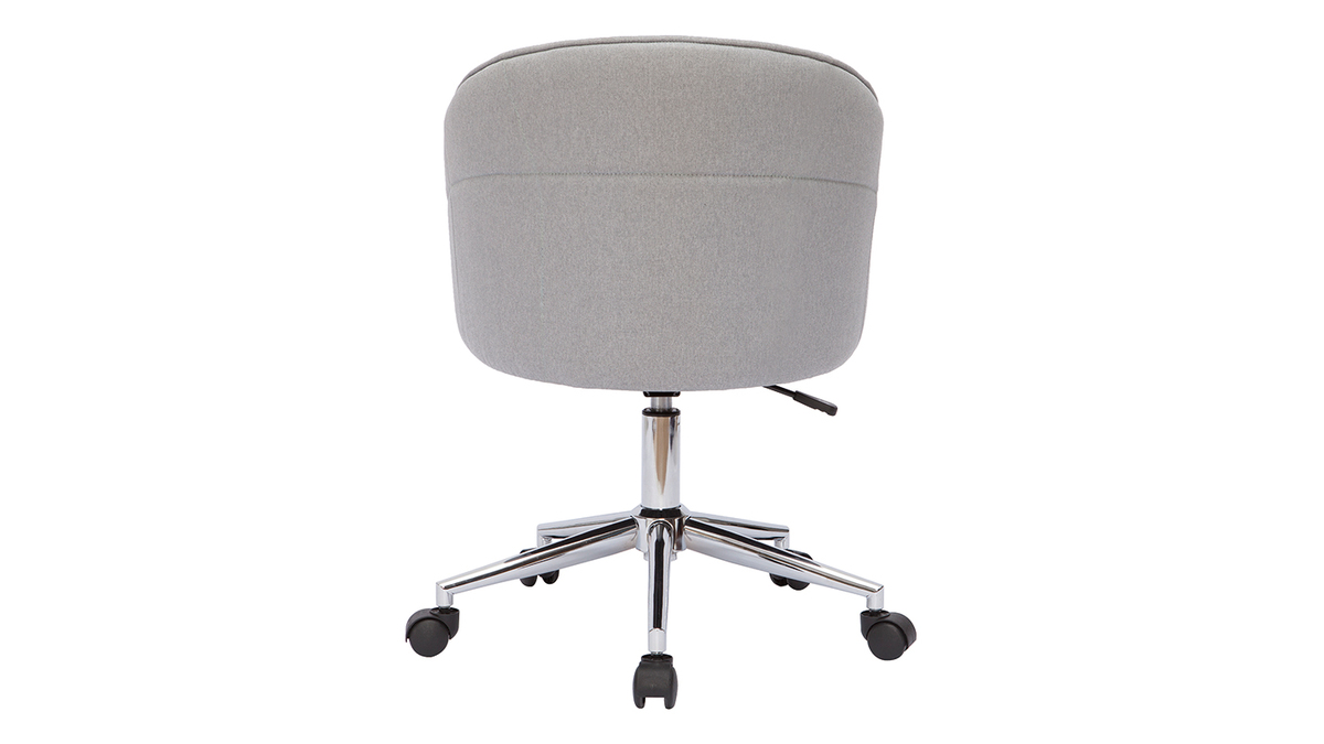 Chaise de de bureau  roulettes design en tissu gris clair et acier chrom JOLLY