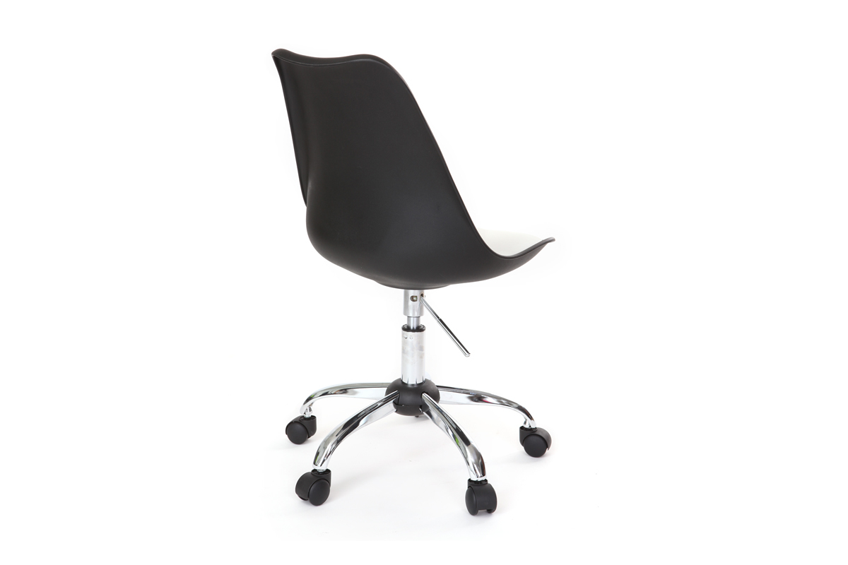 Chaise design  roulettes noire avec assise blanche NEW STEEVY