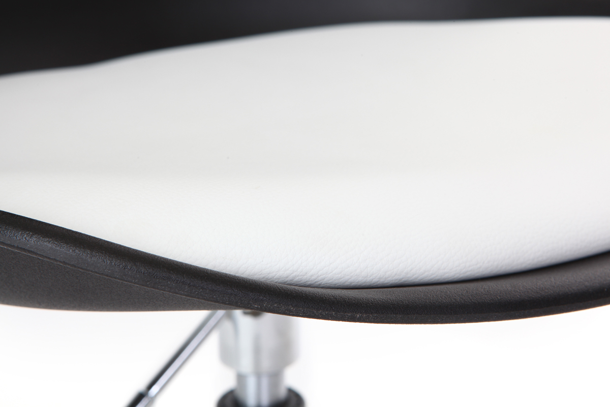 Chaise design  roulettes noire avec assise blanche NEW STEEVY
