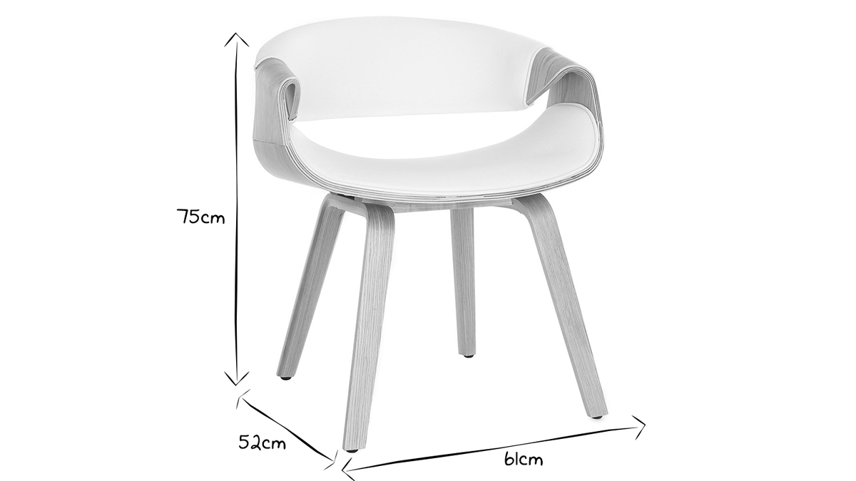 Chaise design blanc et bois clair ARAMIS