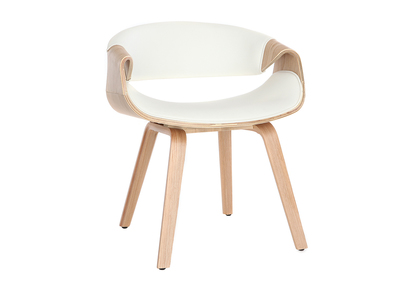 Chaise design blanc et bois clair ARAMIS