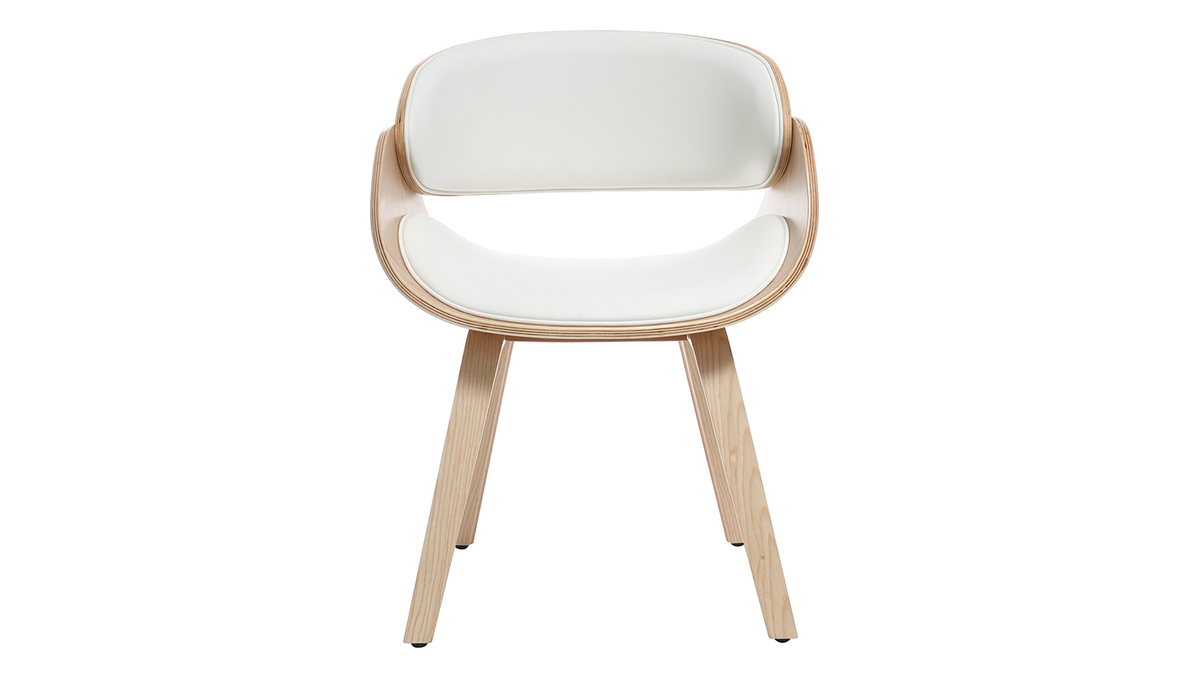 Chaise design blanc et bois clair BENT