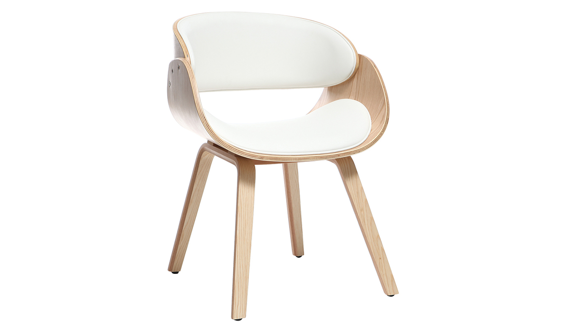 Chaise design blanc et bois clair BENT