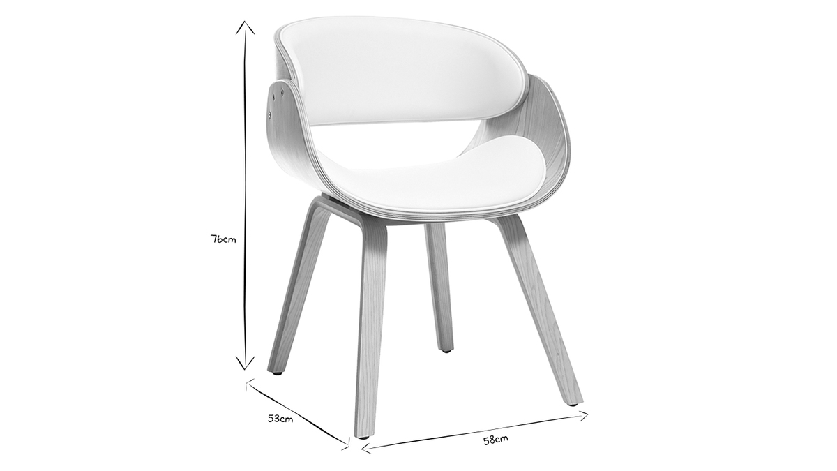 Chaise design blanc et bois clair BENT