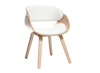 Chaise design blanc et bois clair BENT