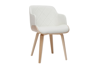 Chaise design blanc et bois clair LUCIEN