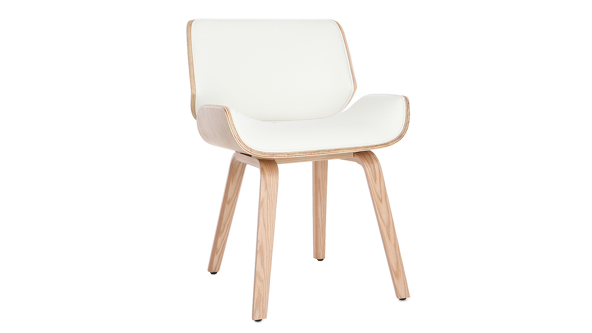 Chaise design blanc et bois clair RUBBENS