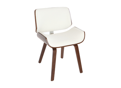 Chaise design blanc et bois fonc&eacute; noyer RUBBENS