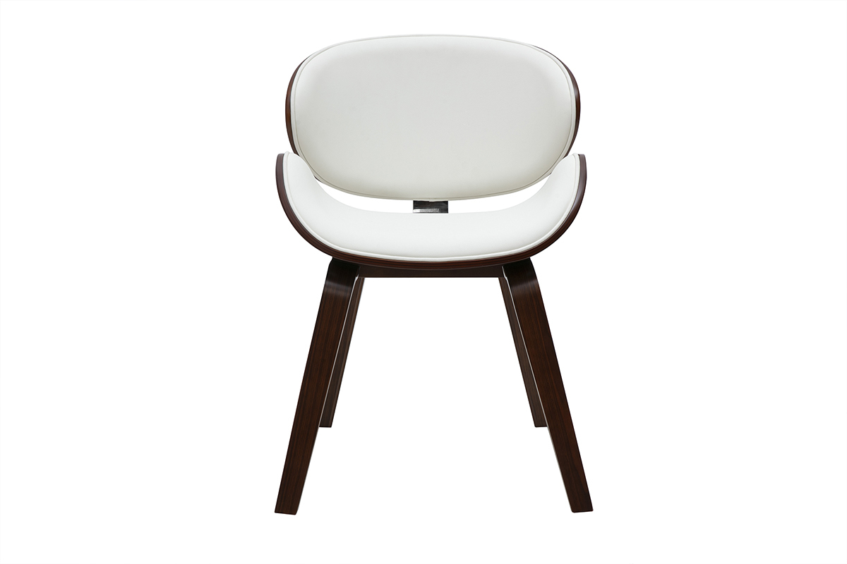 Chaise design blanche et bois fonc noyer WALNUT