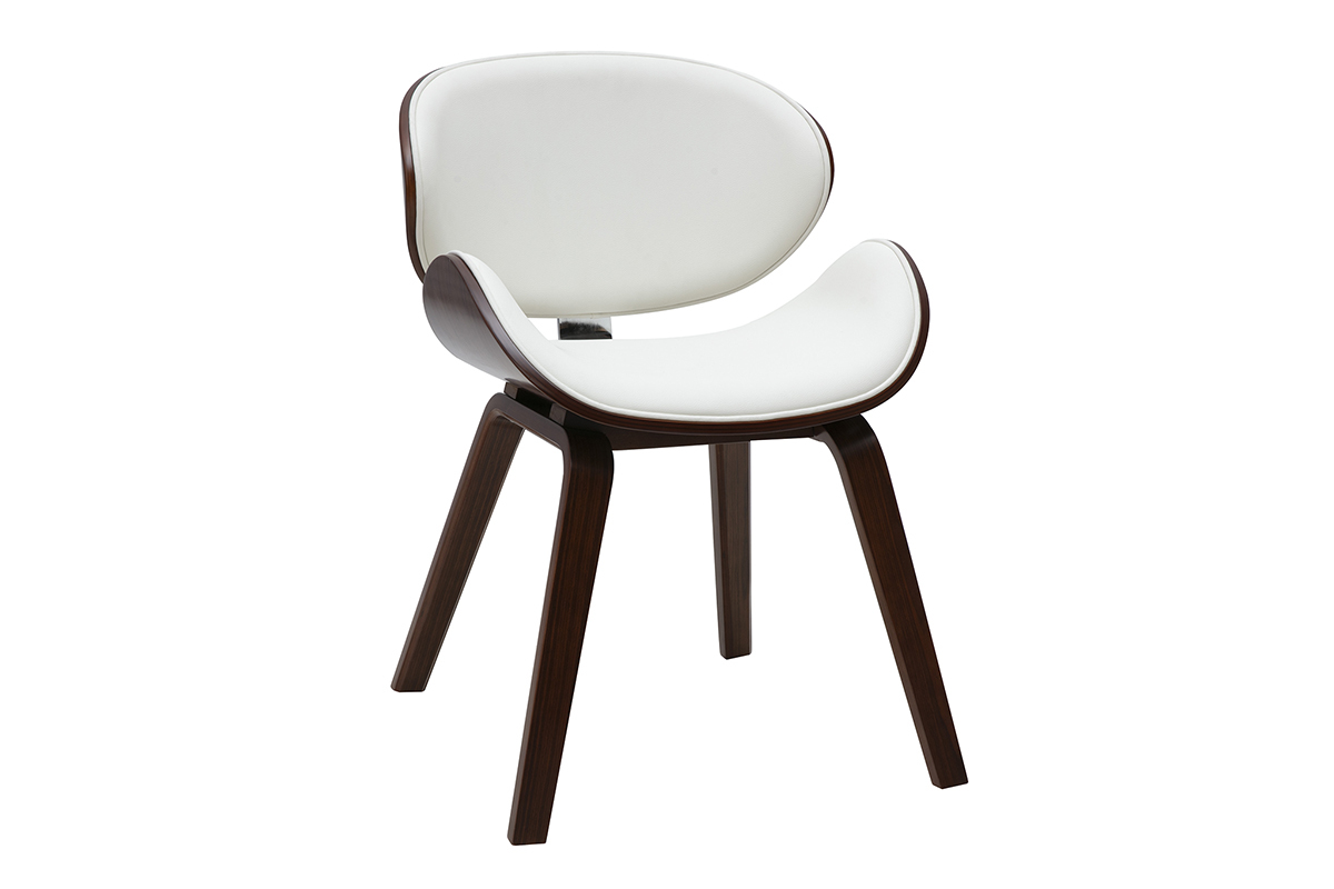 Chaise design blanche et bois fonc noyer WALNUT