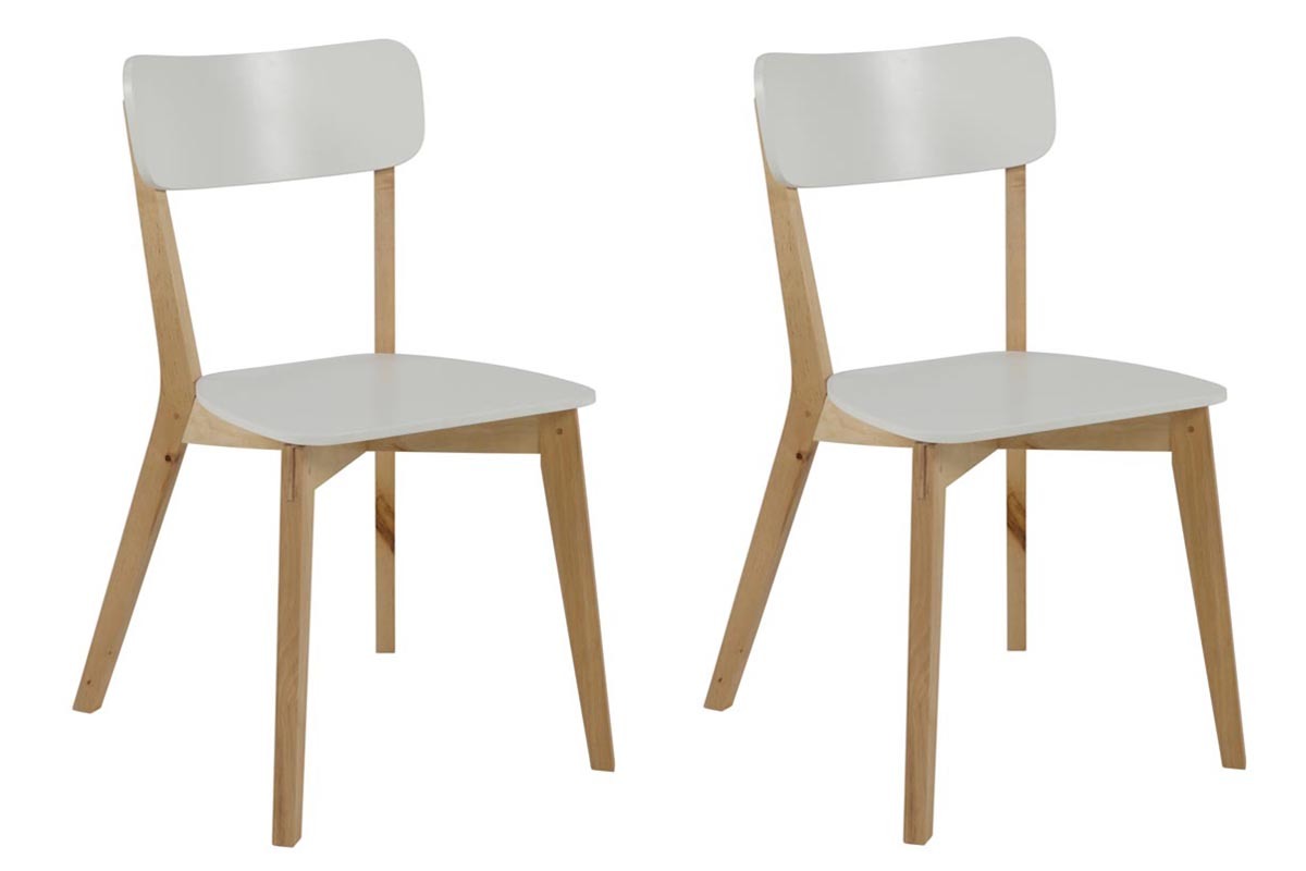 Chaise design bois et laqu blanc mat (lot de 2) LAENA