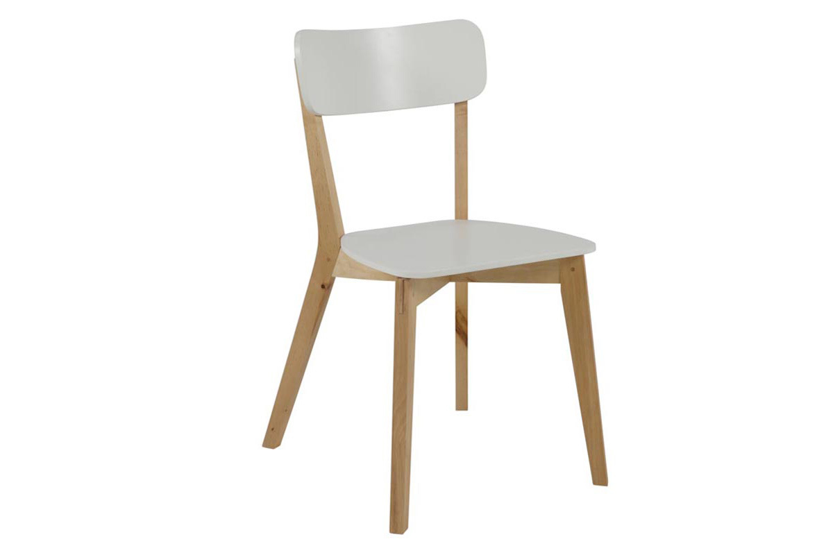 Chaise design bois et laqu blanc mat (lot de 2) LAENA