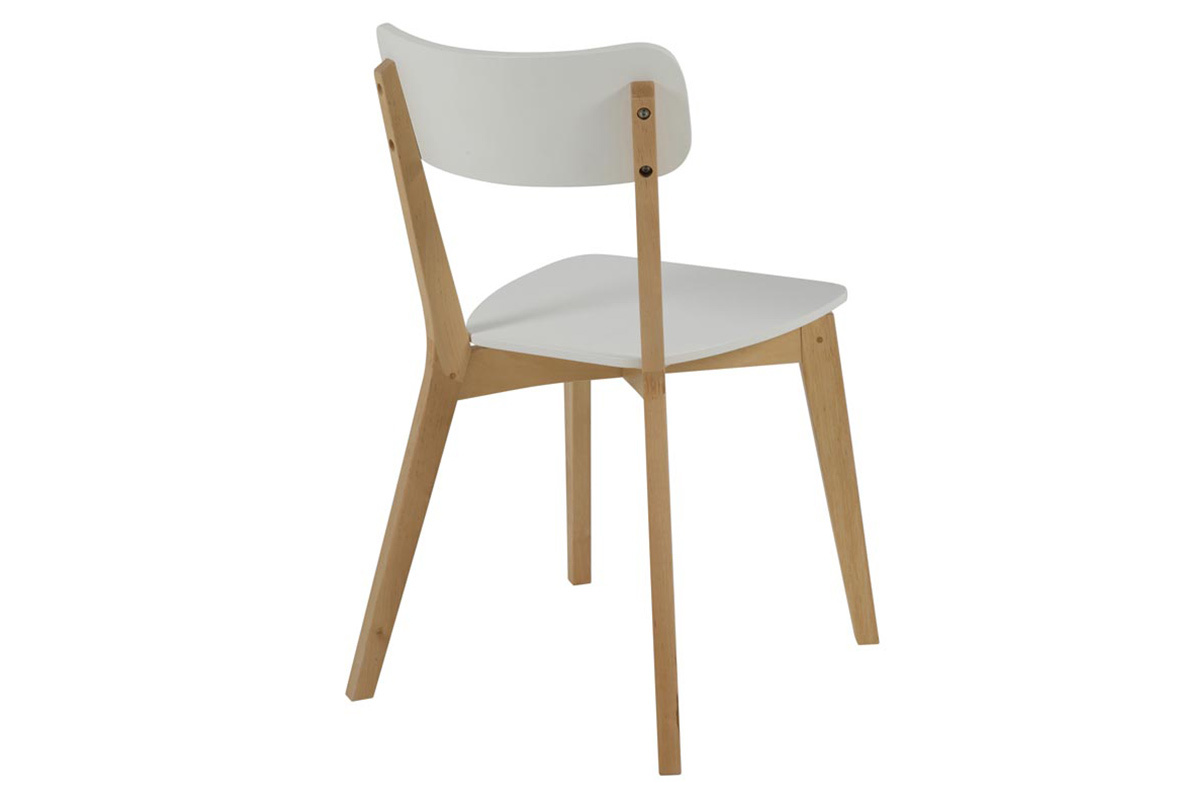 Chaise design bois et laqu blanc mat (lot de 2) LAENA