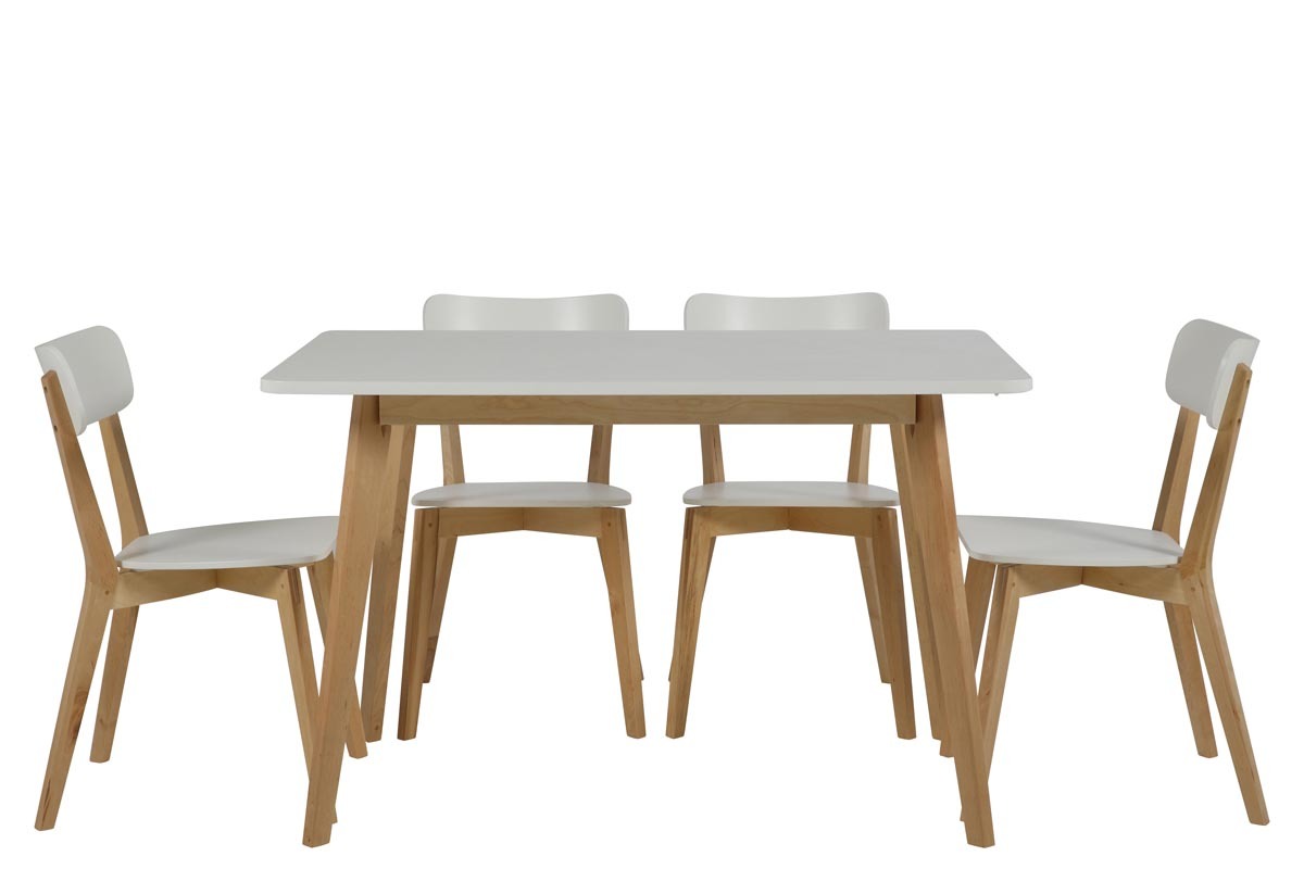 Chaise design bois et laqu blanc mat (lot de 2) LAENA