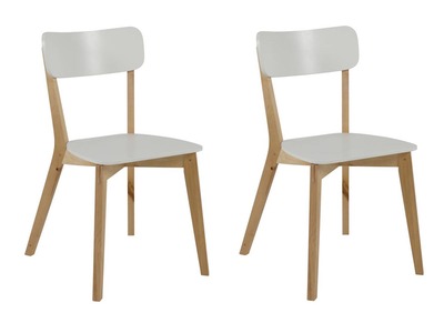 Chaise design bois et laqu&eacute; blanc mat (lot de 2) LAENA