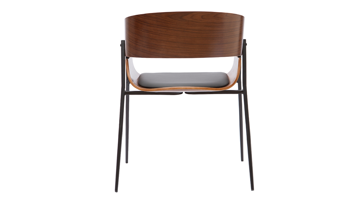 Chaise design bois fonc et mtal noir WESS