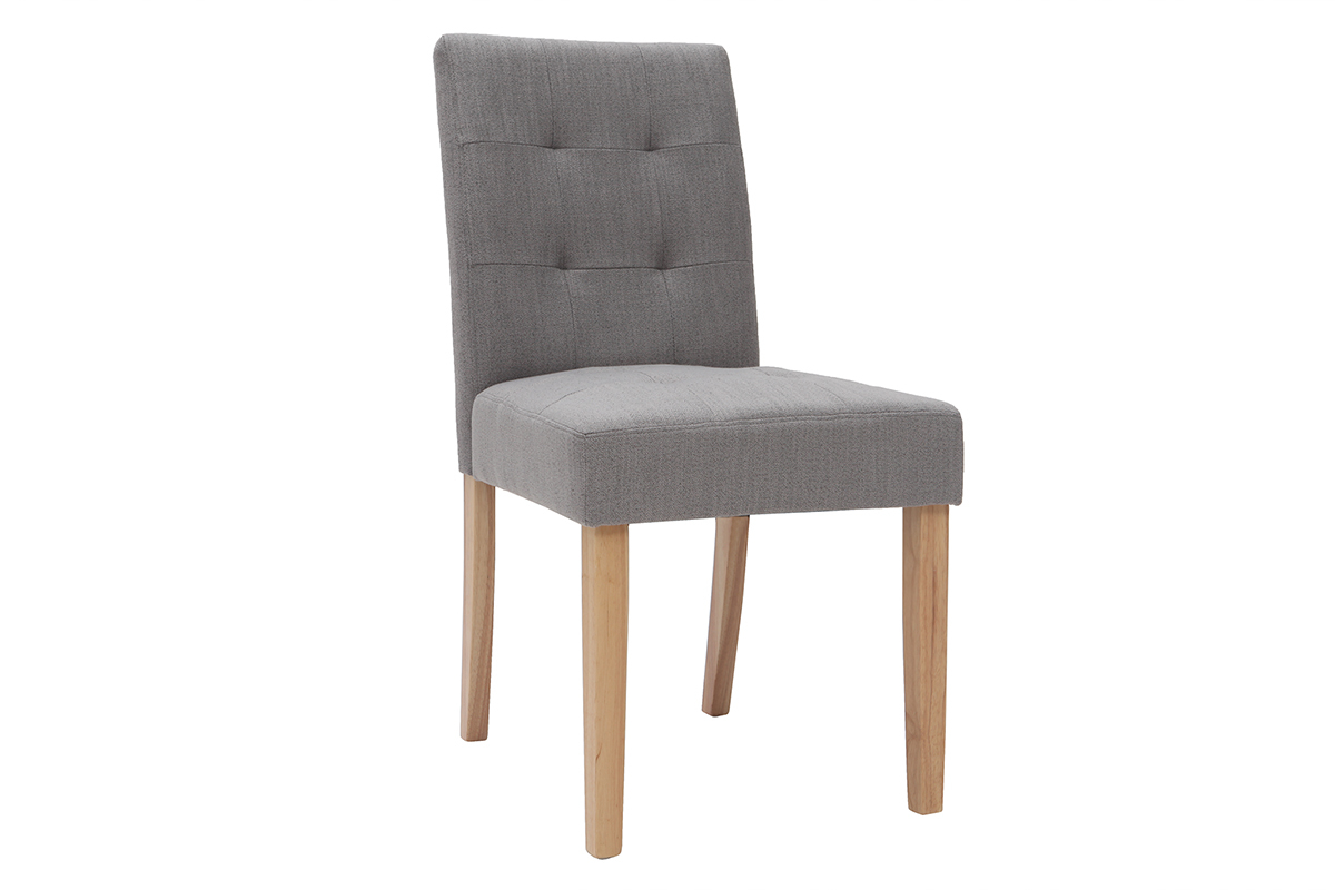 Chaise design capitonn�e tissu gris (lot de 2) ESTER