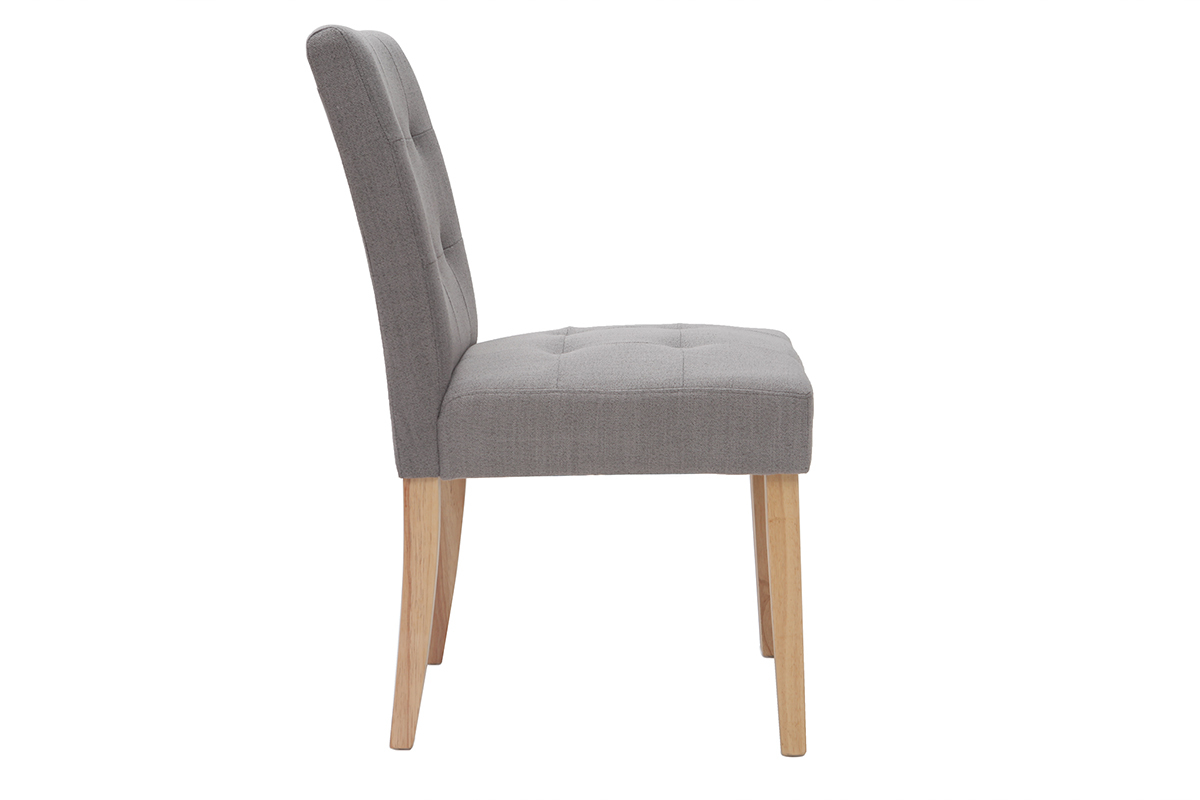 Chaise design capitonn�e tissu gris (lot de 2) ESTER