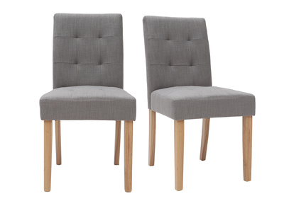 Chaise design capitonn&eacute;e tissu gris (lot de 2) ESTER