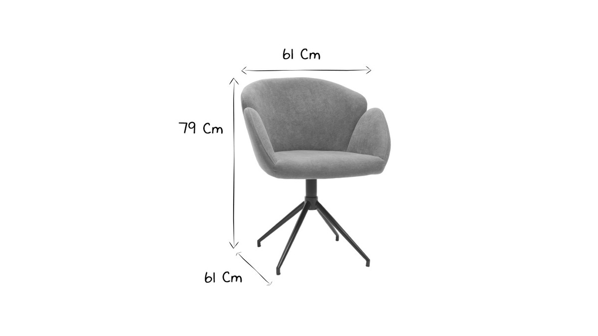 Chaise design en tissu effet velours gris RHAPSODY