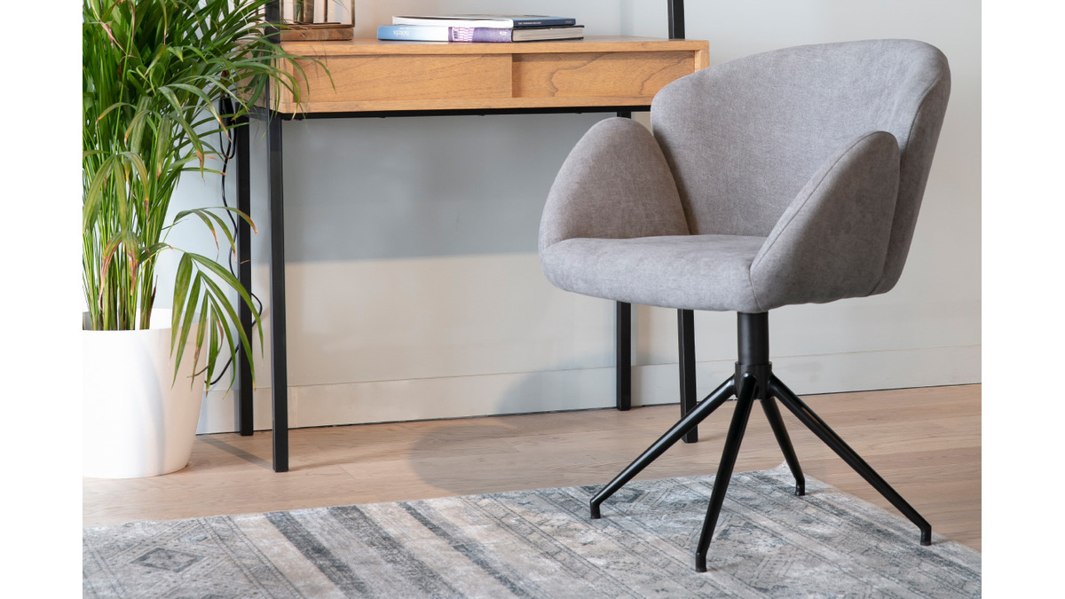 Chaise design en tissu effet velours gris RHAPSODY - Miliboo & Stphane Plaza