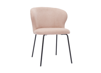 Chaise design en tissu effet velours rose poudré et métal noir YDA