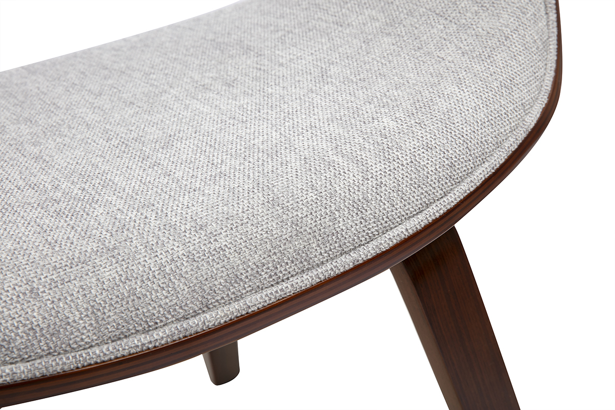 Chaise design en tissu effet velours textur� gris et bois fonc� ARAMIS