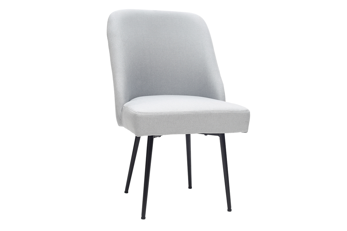 Chaise design en tissu gris clair et pieds m�tal noir LOV