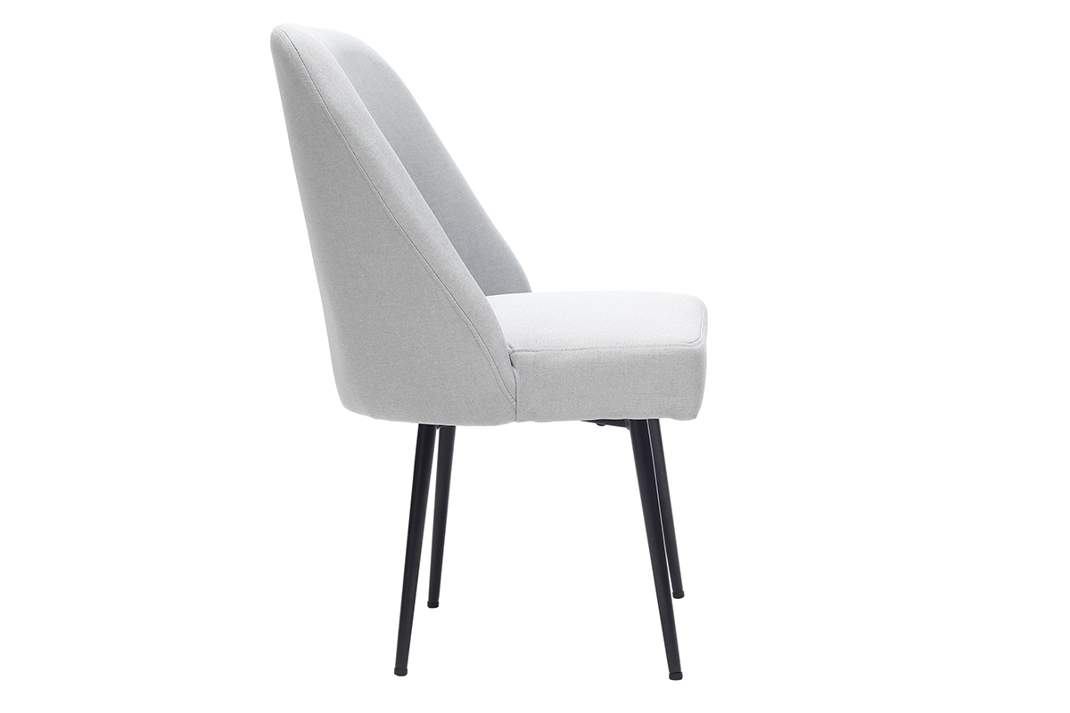 Chaise design en tissu gris clair et pieds m�tal noir LOV
