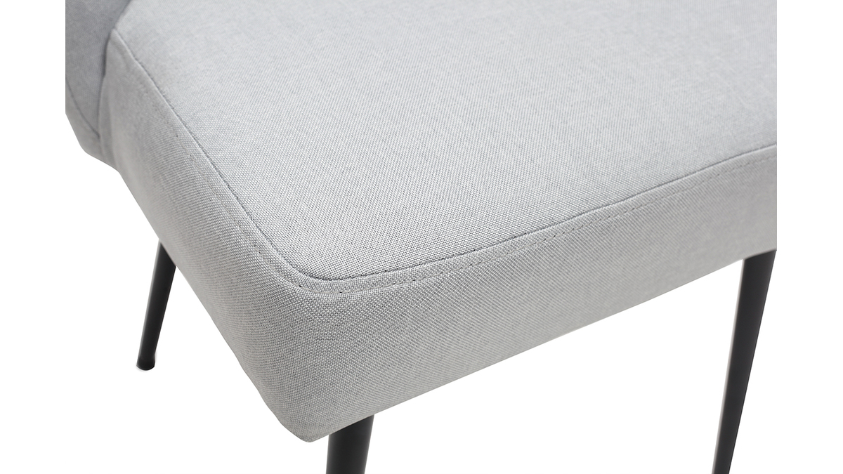 Chaise design en tissu gris clair et pieds mtal noir LOV