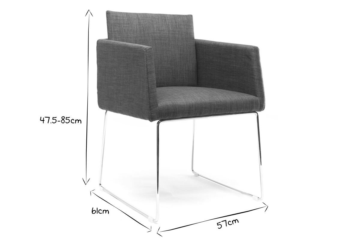 Chaise design en tissu gris et acier chrom� NEORA