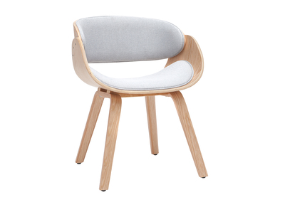 Chaise design en tissu gris et bois clair BENT