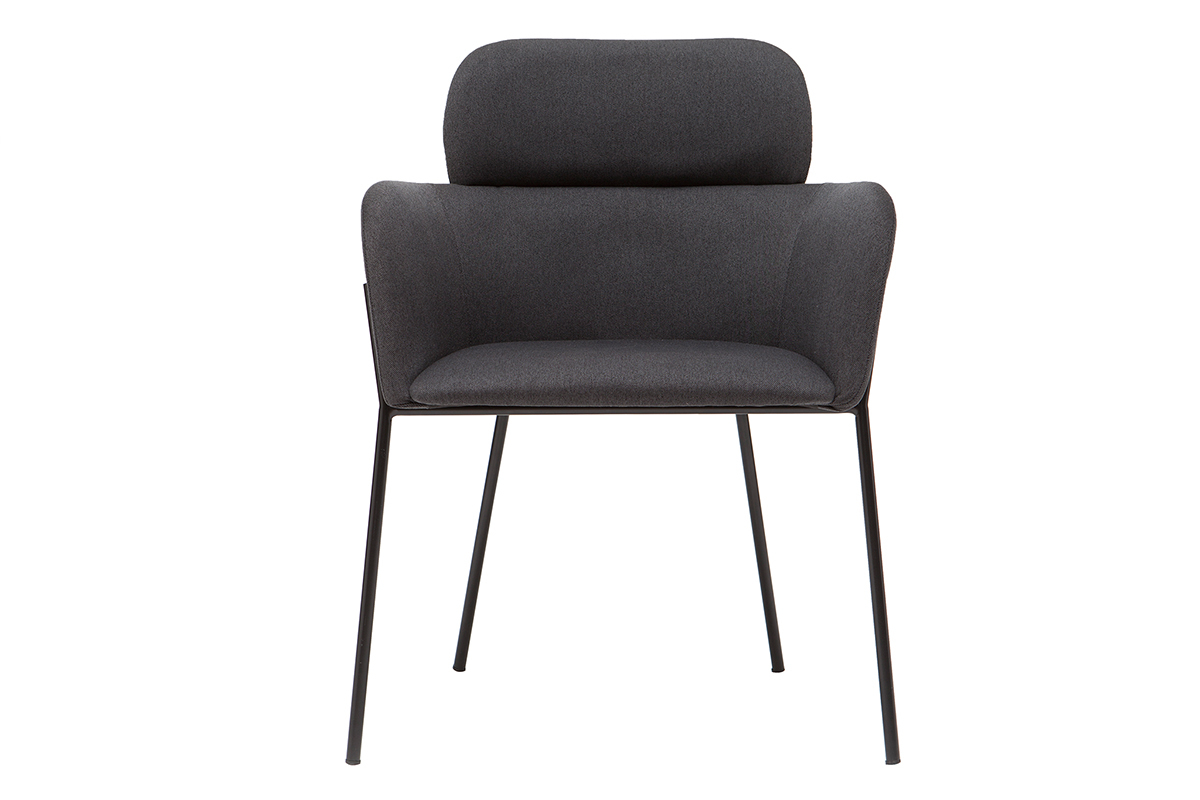 Chaise design en tissu gris et mtal noir TULUM