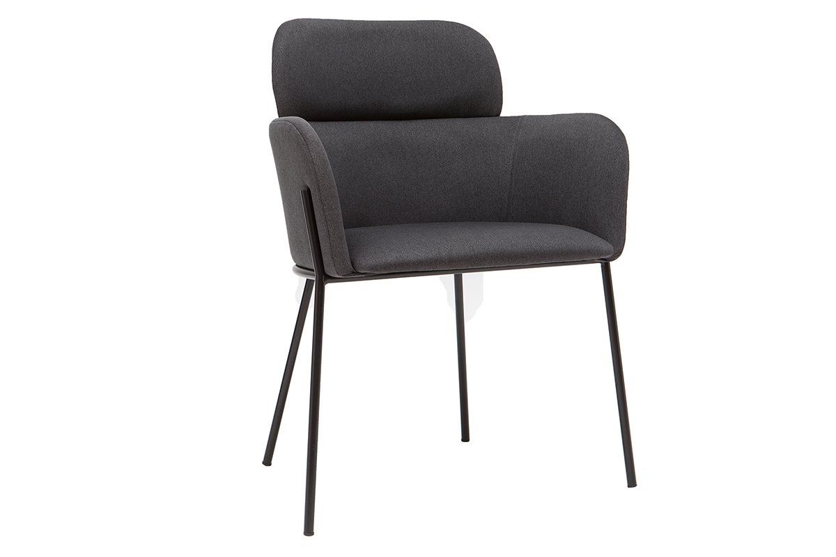 Chaise design en tissu gris et mtal noir TULUM