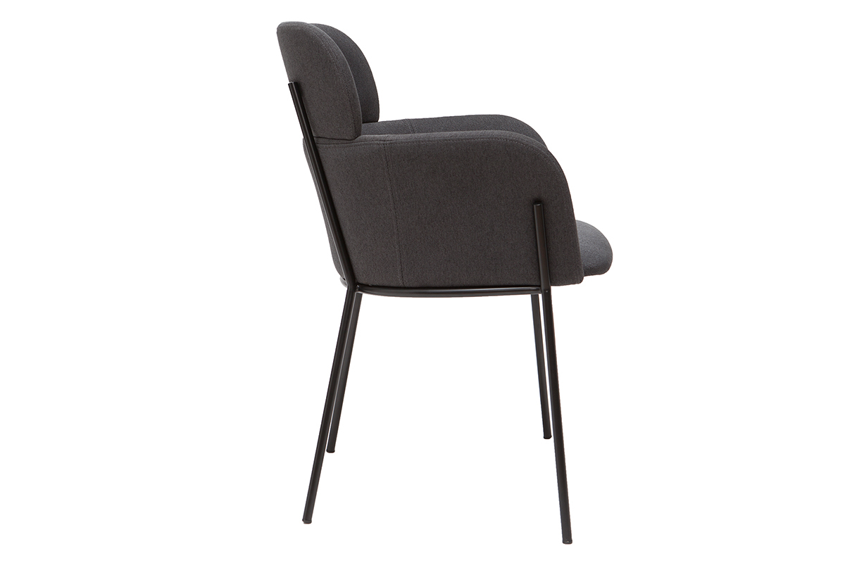 Chaise design en tissu gris et mtal noir TULUM