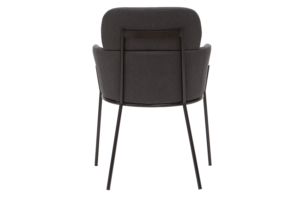Chaise design en tissu gris et mtal noir TULUM