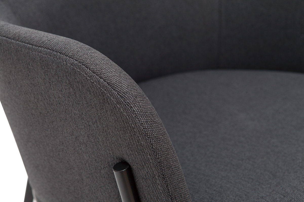 Chaise design en tissu gris et mtal noir TULUM