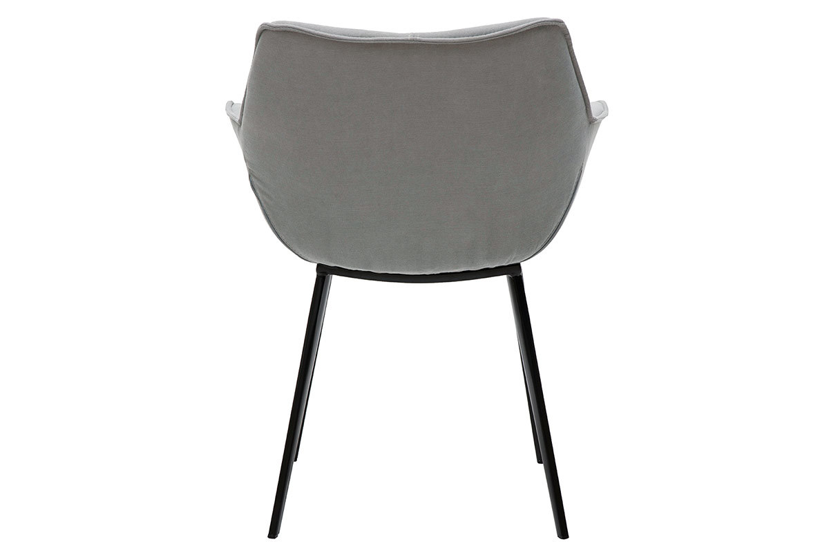 Chaise design en tissu gris et mtal noir VOLO