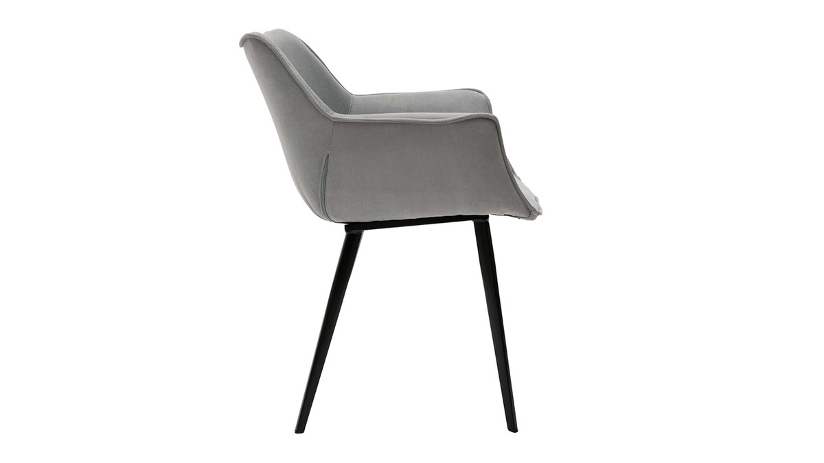 Chaise design en tissu gris et mtal noir VOLO