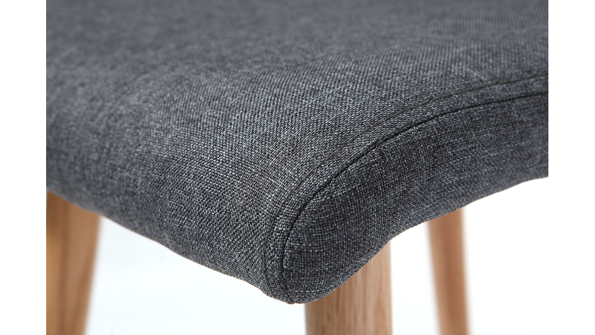 Chaise design en tissu gris fonc et bois clair massif (lot de 2) HORTA