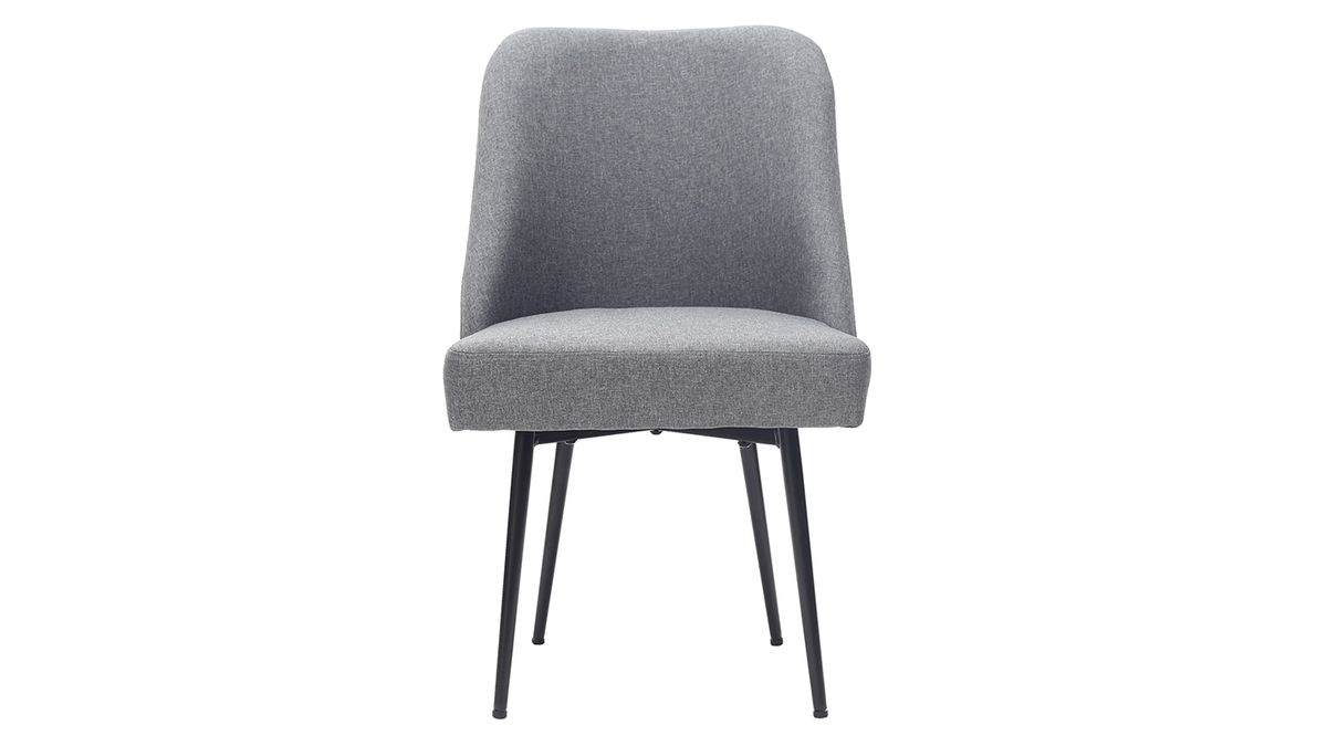 Chaise design en tissu gris fonc et pieds mtal noir LOV
