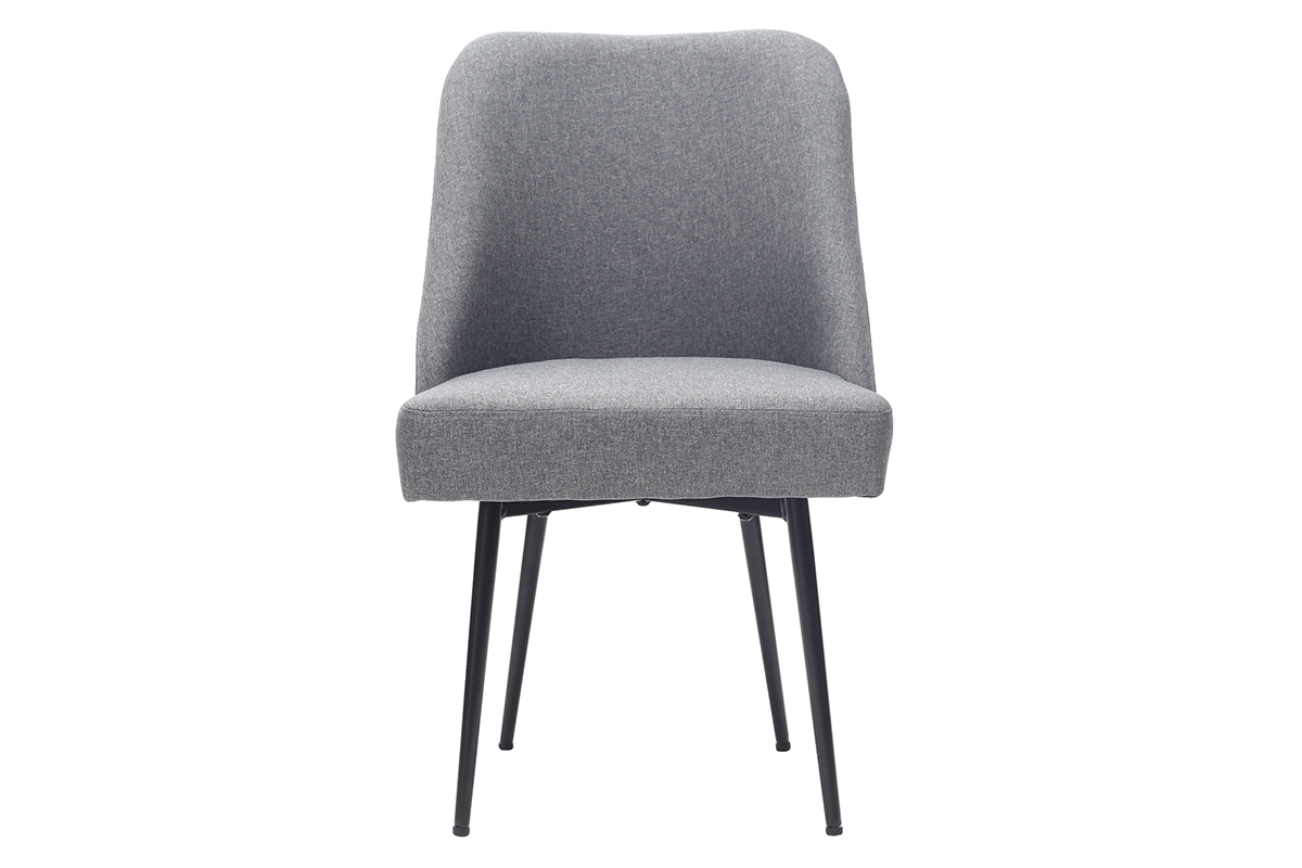 Chaise design en tissu gris fonc� et pieds m�tal noir LOV