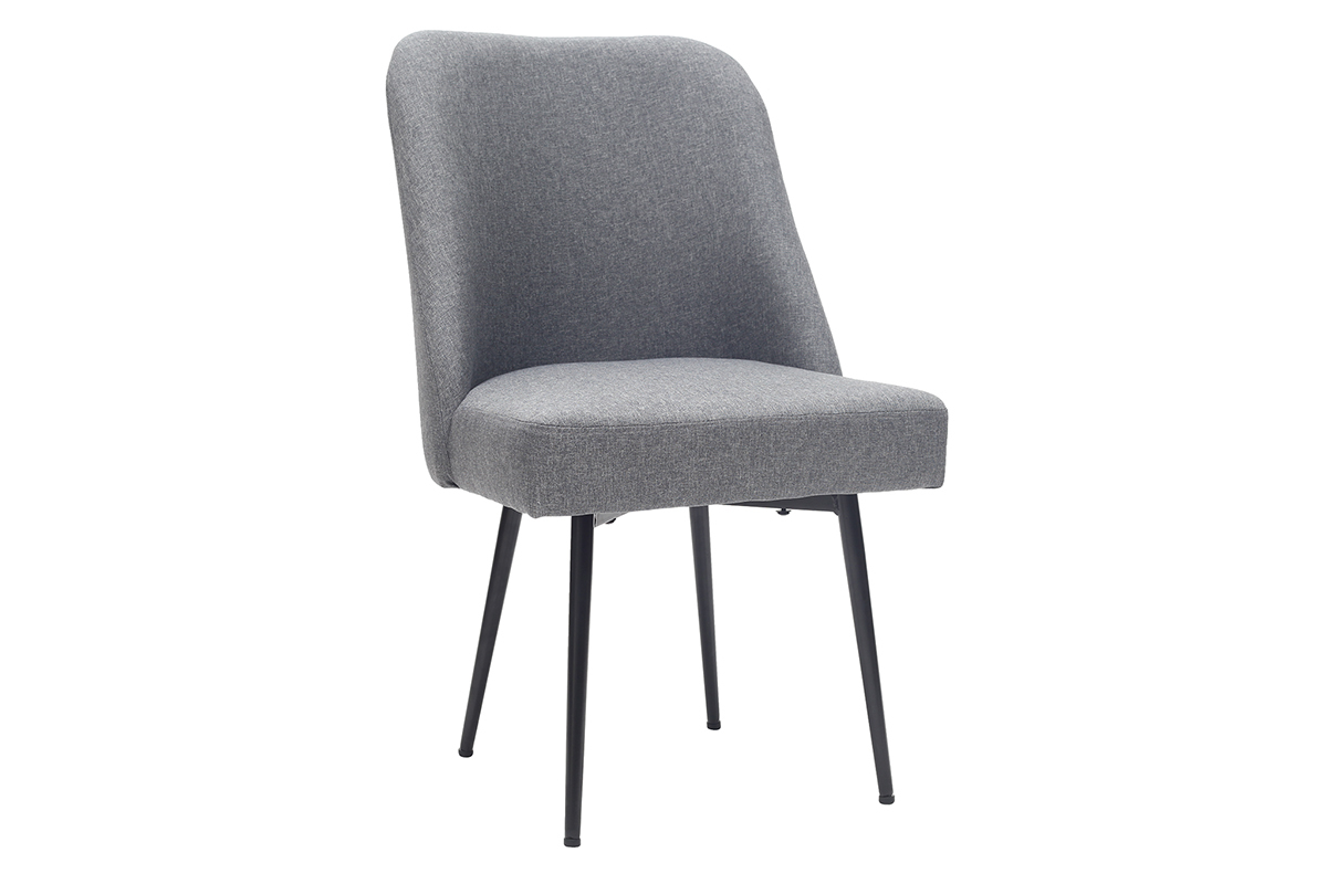 Chaise design en tissu gris fonc� et pieds m�tal noir LOV