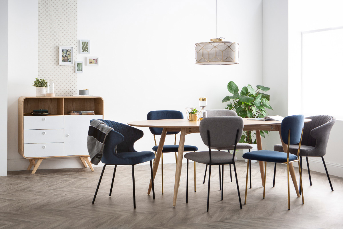 Chaise design en tissu gris fonc� REQUIEM